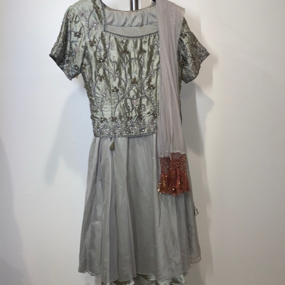 Embroidered Muted Green Lehenga Choli